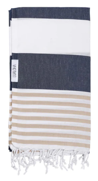 Striped Goodness Turkish Towel: Navy/Sand