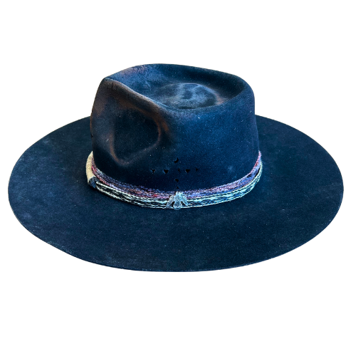 Distressed Black Broad-brimmed hat