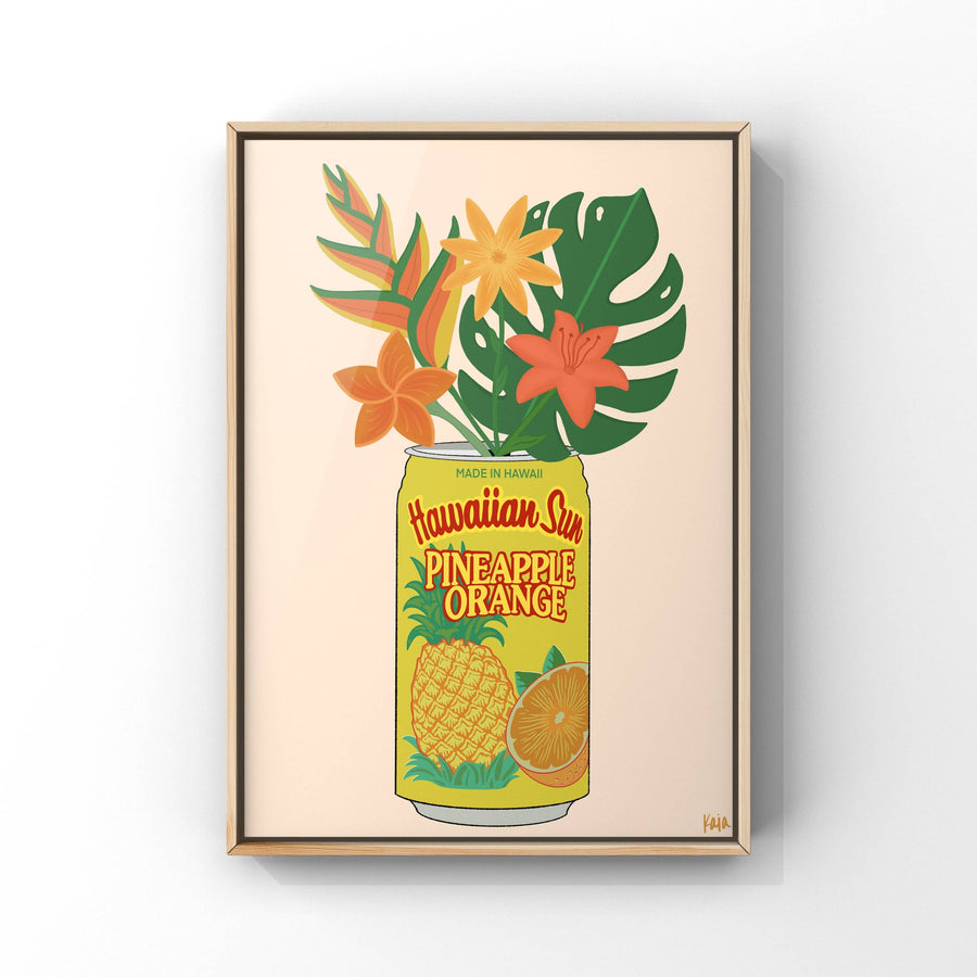 Pineapple Orange Hawaiian Sun Juice With Flowers Art Print