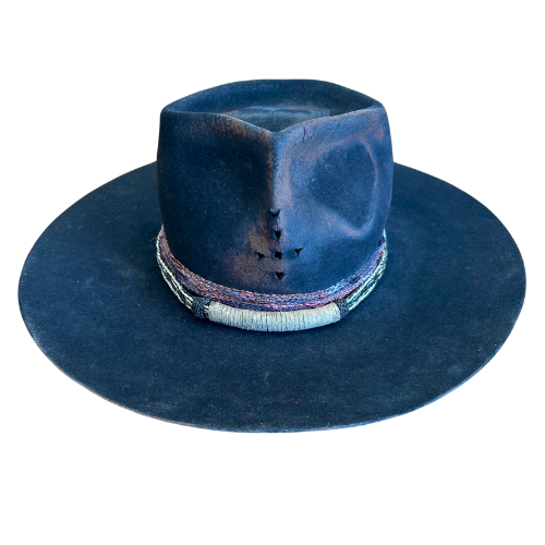 Distressed Black Broad-brimmed hat