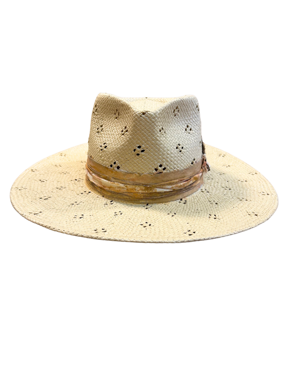 Lena Natural Straw Sun Hat with original Rivett Ranch Hatband