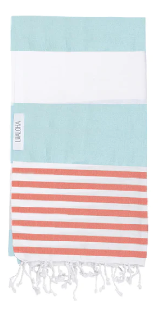 Striped Goodness Turkish Towel: Mint/Coral