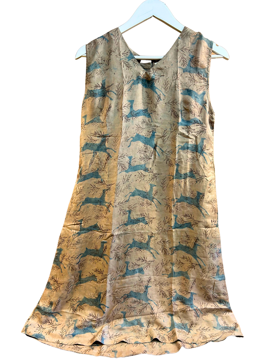 Hand Printed, Silk Dress - hand spun, hand woven silk