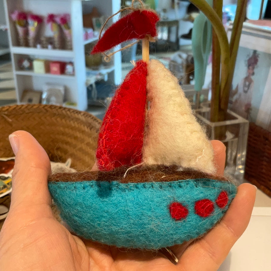 Felted Sailboat Ornament