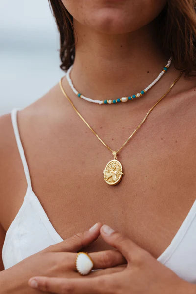 Mermaid Collective: Ocean Goddess Locket, 18 Karat Gold Plated with 50cm Chain