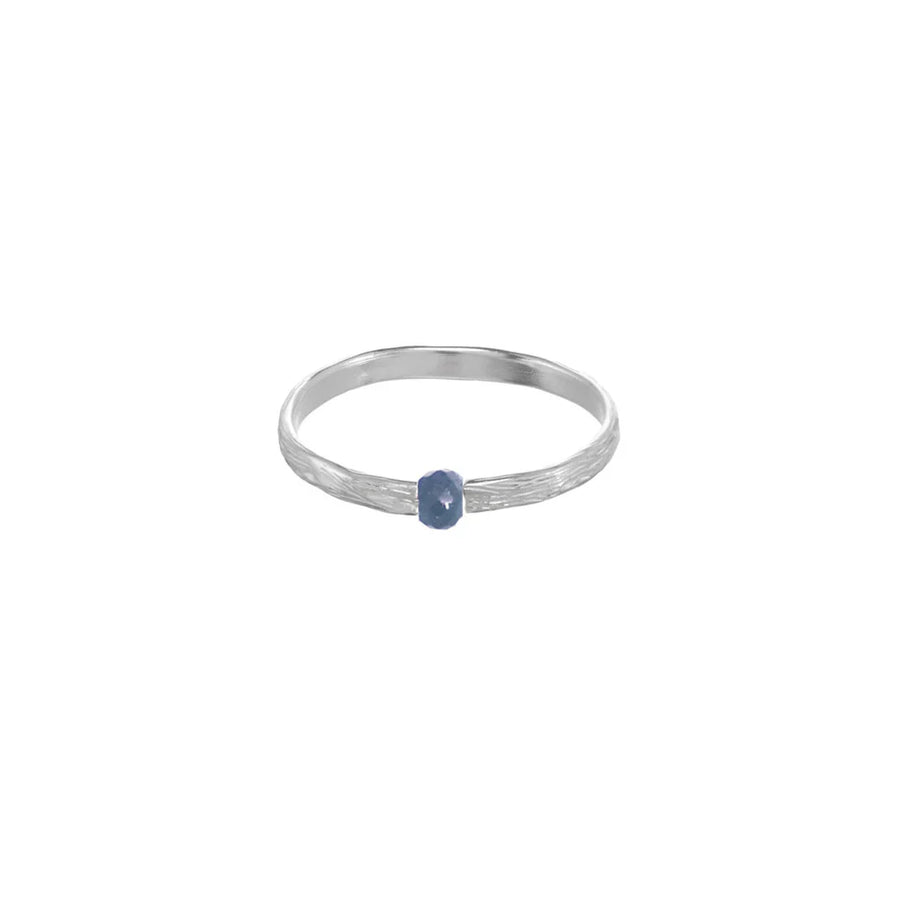 Koa Ring with Gemstone - Silver