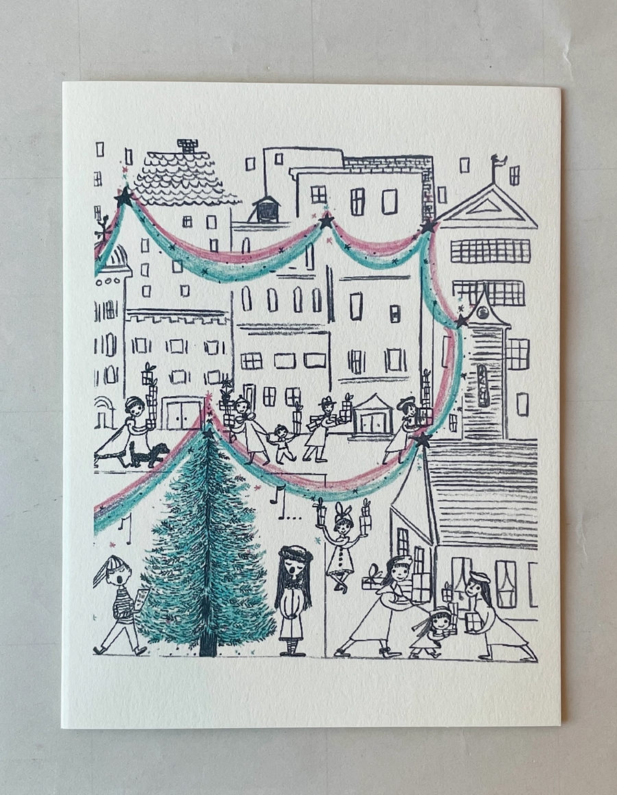 Festive Town Square Holiday Card