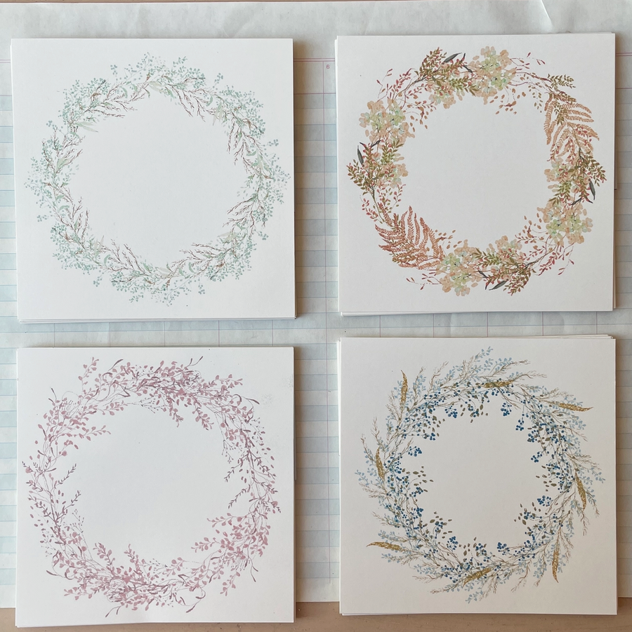 Wreath Place Setting Cards - Pink