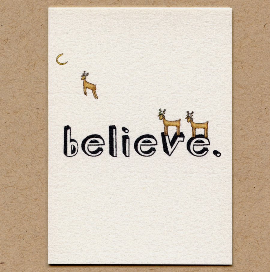 Single Card by Beth Mueller - Believe Holiday Greeting Card.