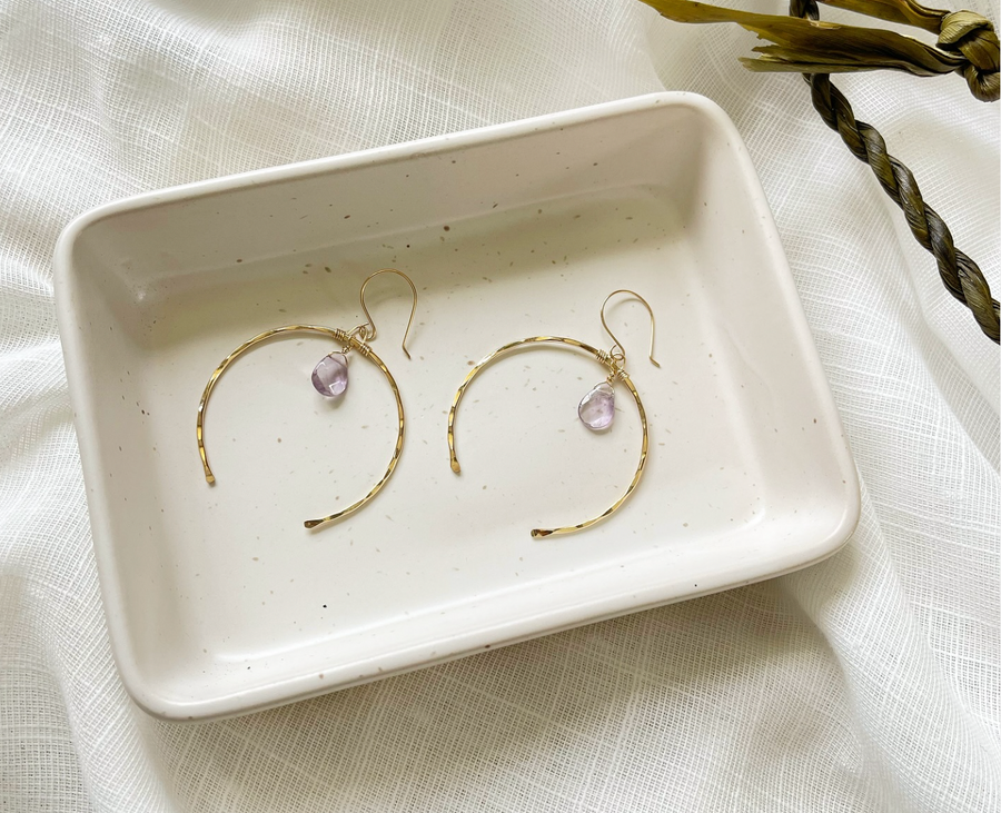 Open Horseshoe Hoop Earrings with Ametrine