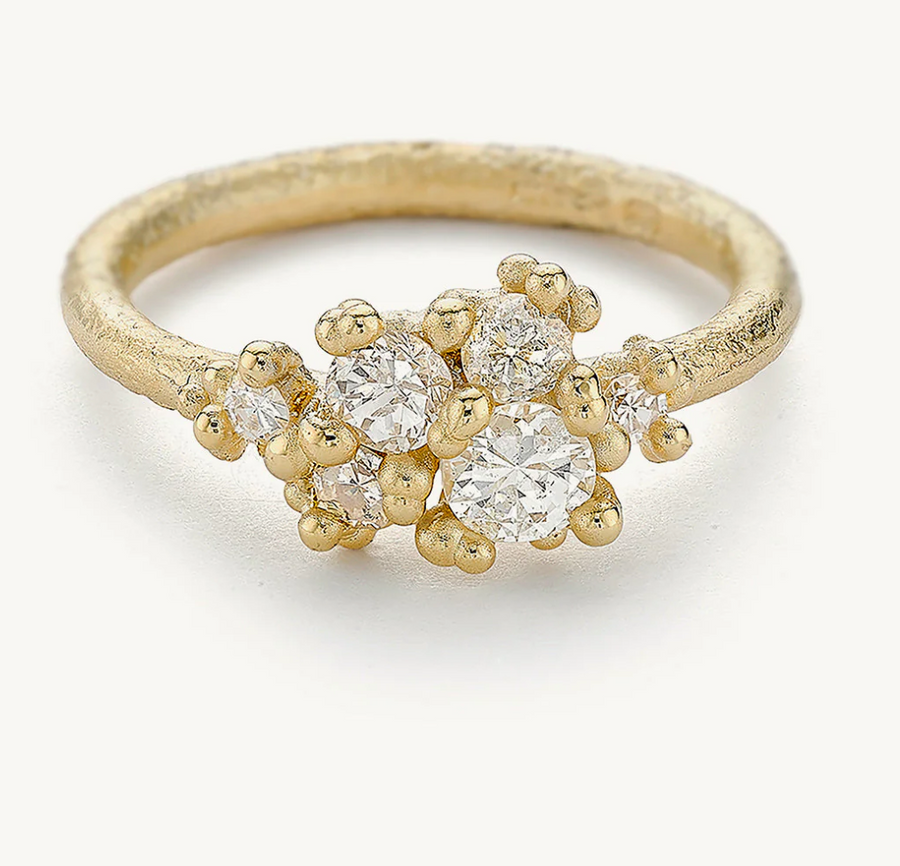 Antique Diamond Asymmetric Cluster Ring - Small