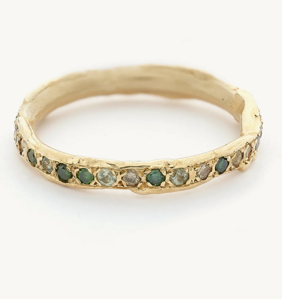 Green Sapphire and Diamond Eternity Band