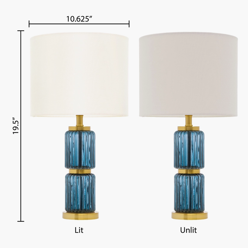 19.5"H Valentia Blue & Gold Cylinder Base Table Lamp
