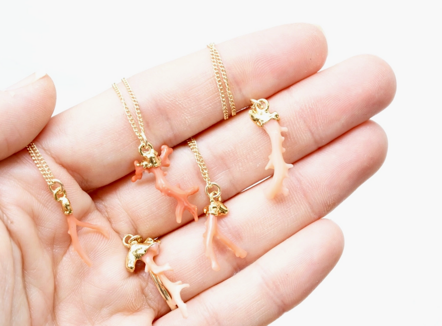 Pink Coral Branch Necklace - Size D