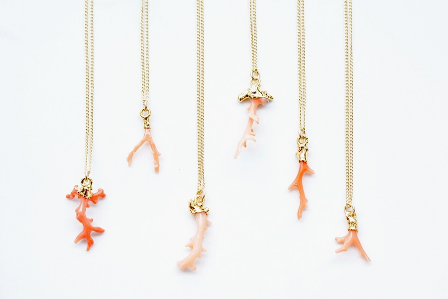 Pink Coral Branch Necklace - Size D