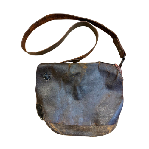 Very Old Distressed Leather Hunting Bag