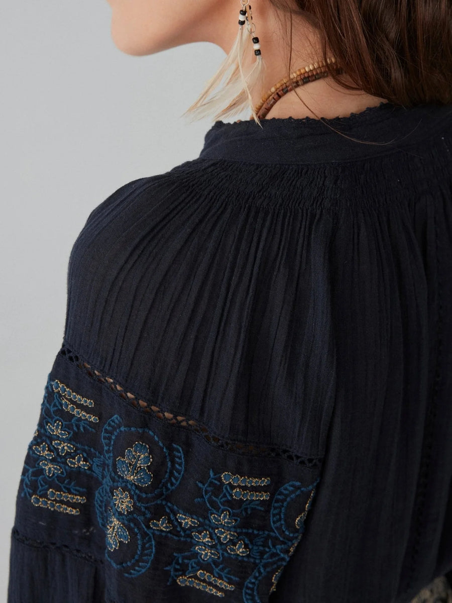 The Audrey Blouse in Deep Blue