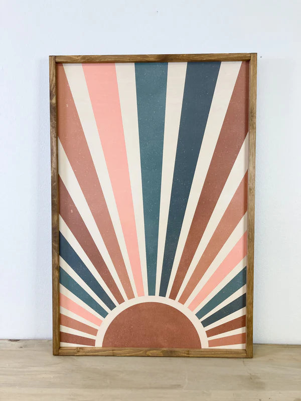 Boho Sun_24" x 36" Print in Rustic Walnut Frame