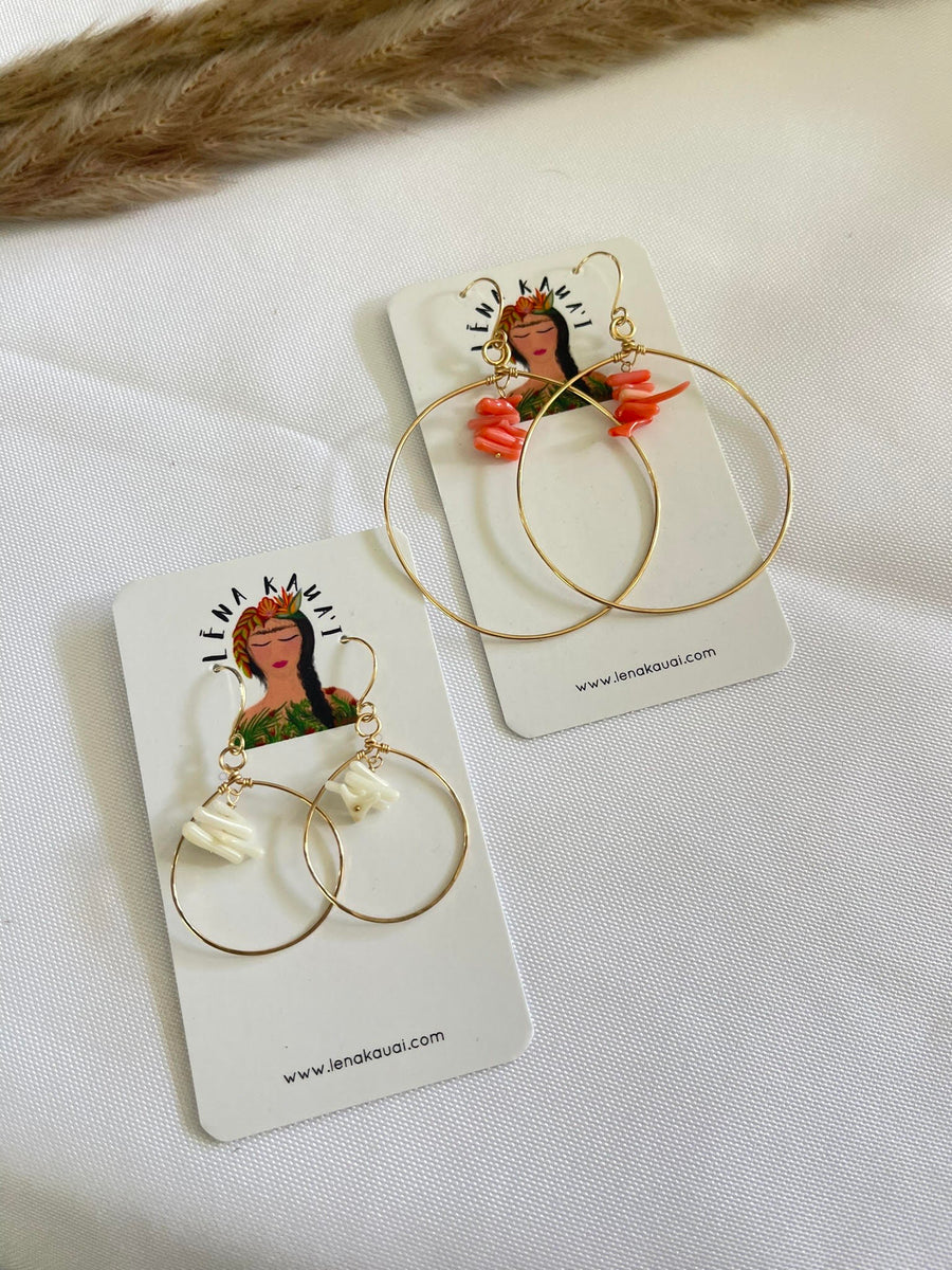 Small Coral Hoop Earrings