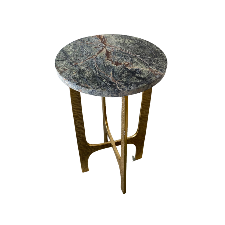 Aluminum Accent Table with Green Stone Top
