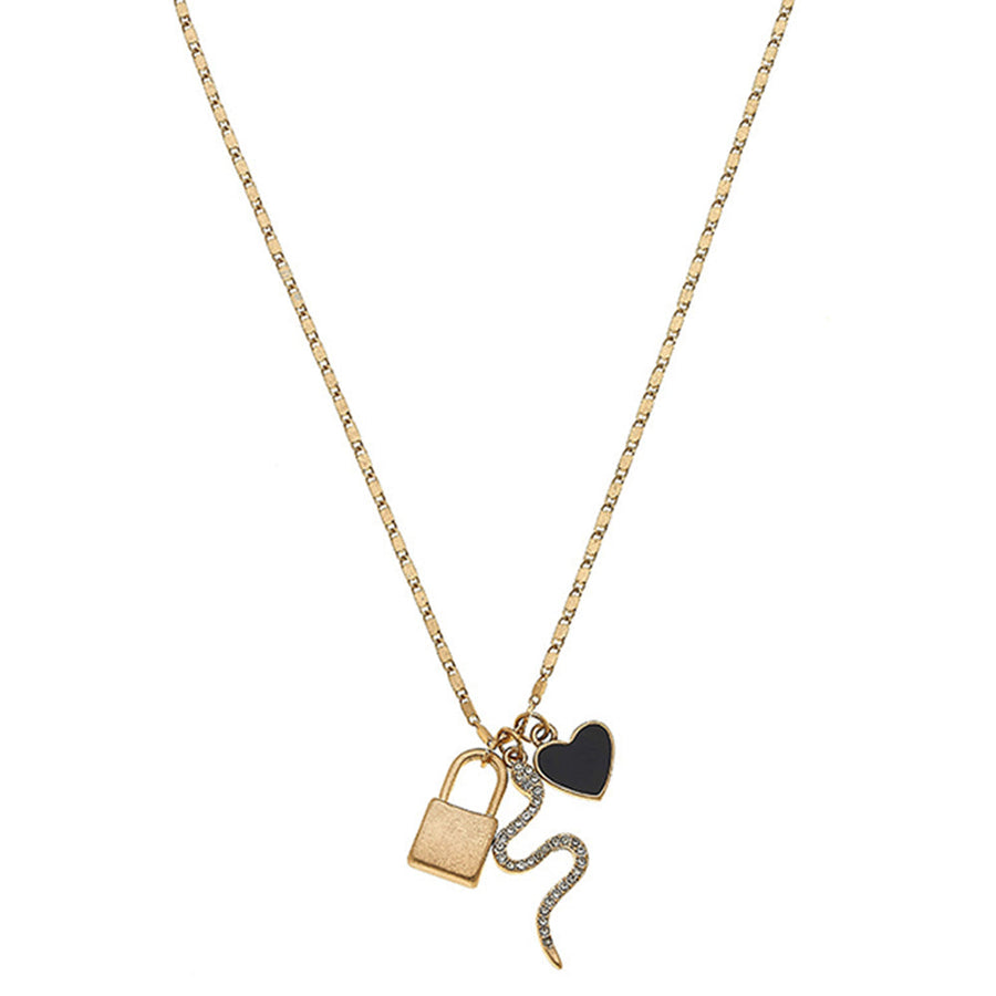 Brinkley Charm Necklace in Worn Gold
