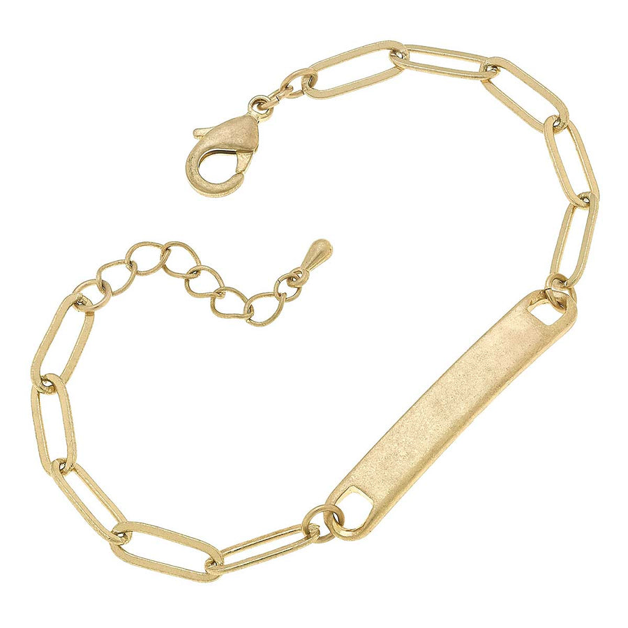 Jill Paperclip Chain ID Bracelet in Worn Gold