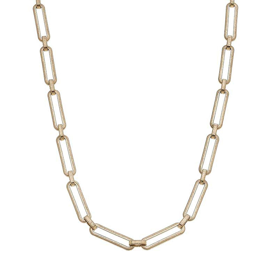 Zen Paperclip Chain Necklace in Worn Gold