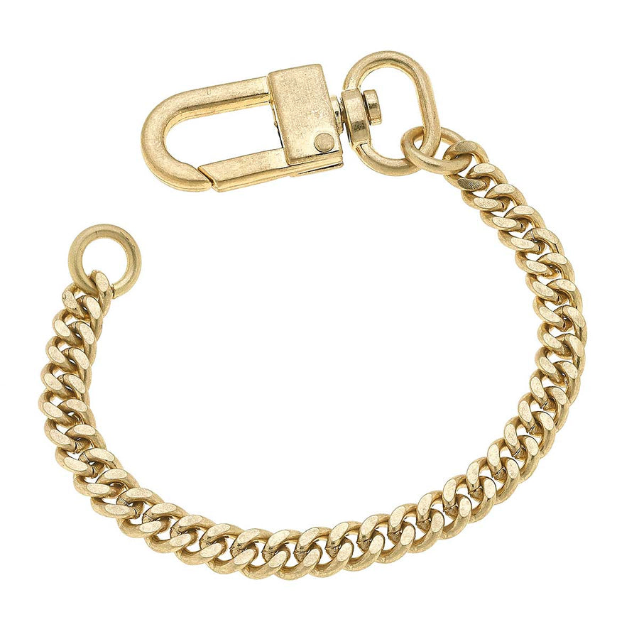 Wren Delicate Curb Chain Bracelet in Worn Gold