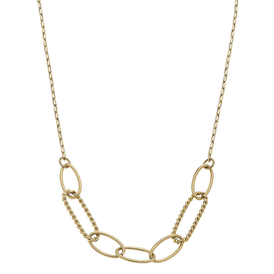 Amanda Chain Link Necklace in Worn Gold