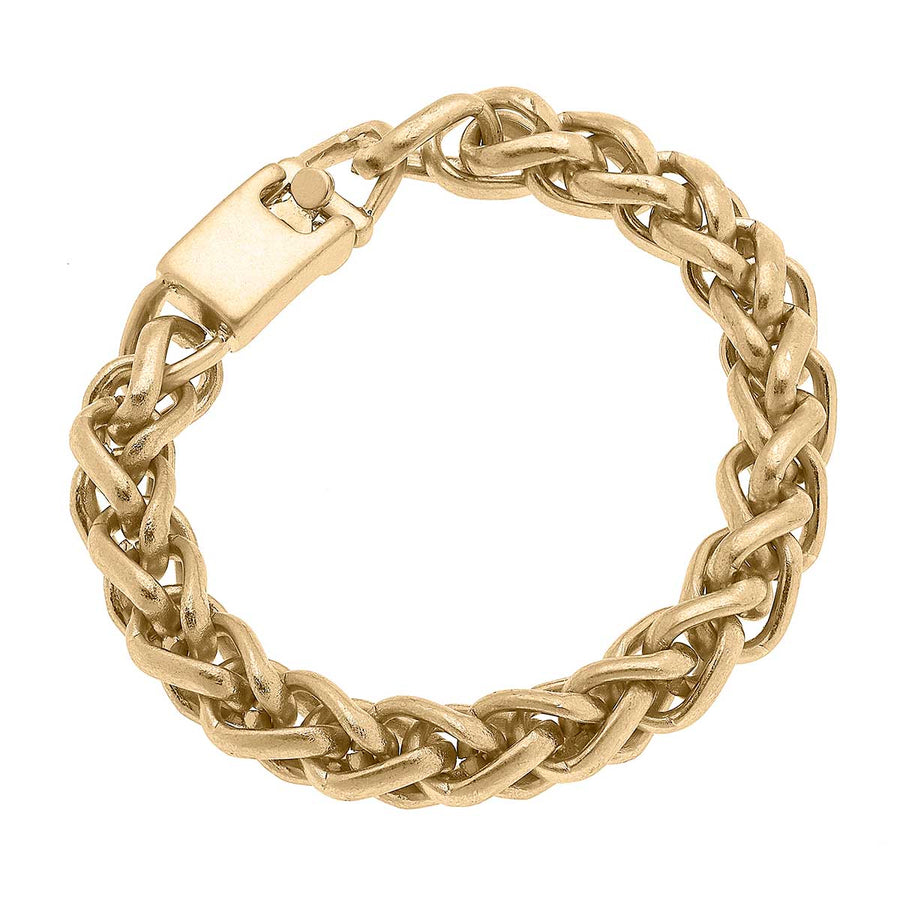 River Twisted Snake Chain Link Bracelet in Worn Gold