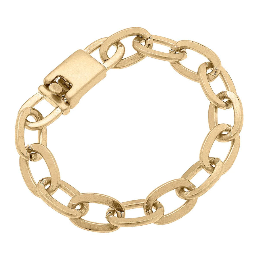 Fiona Chunky Chain Link Bracelet in Worn Gold