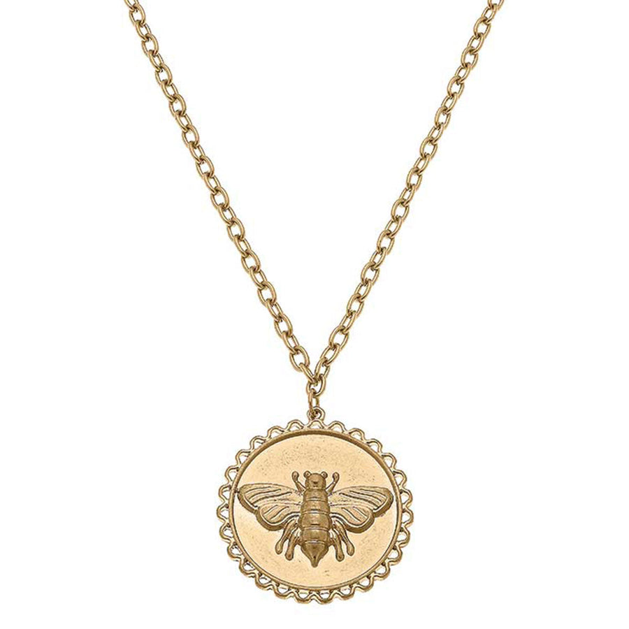 Anna Bee Pendant Necklace in Worn Gold