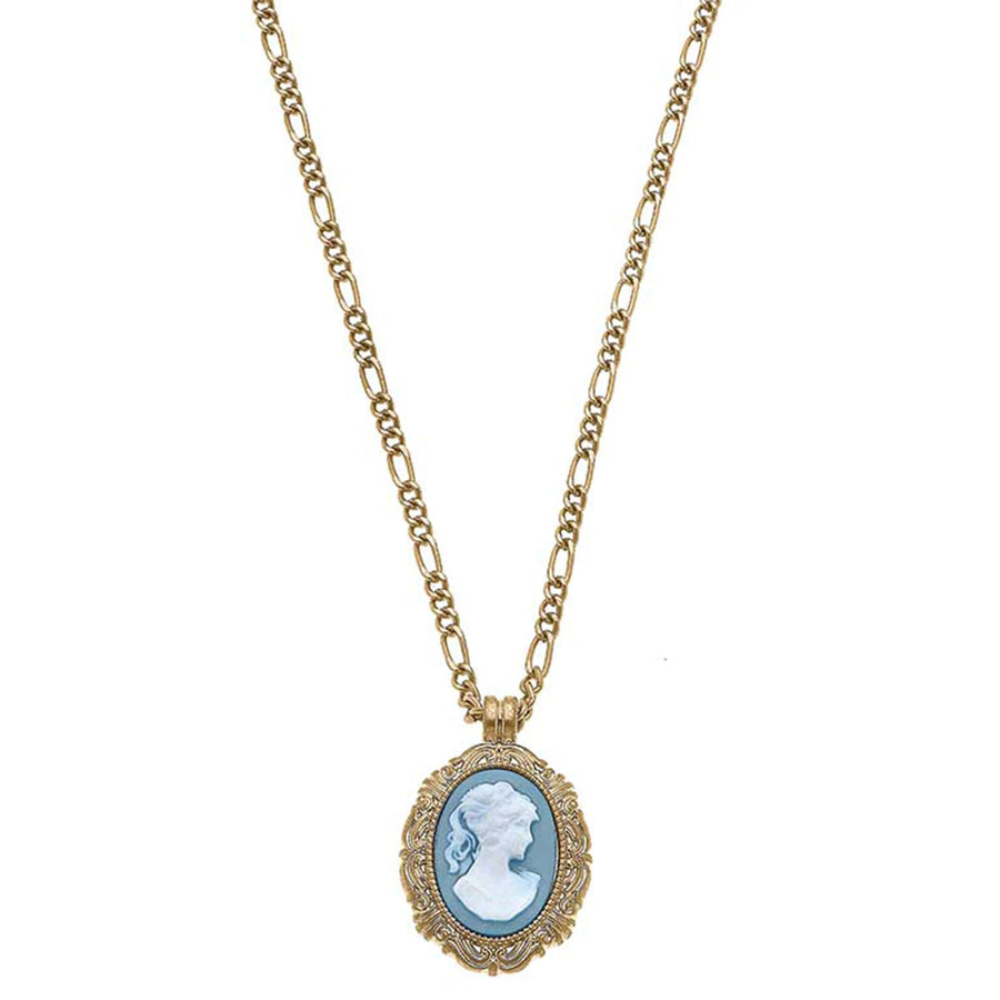 Preston Cameo Pendant Necklace in Wedgewood Blue