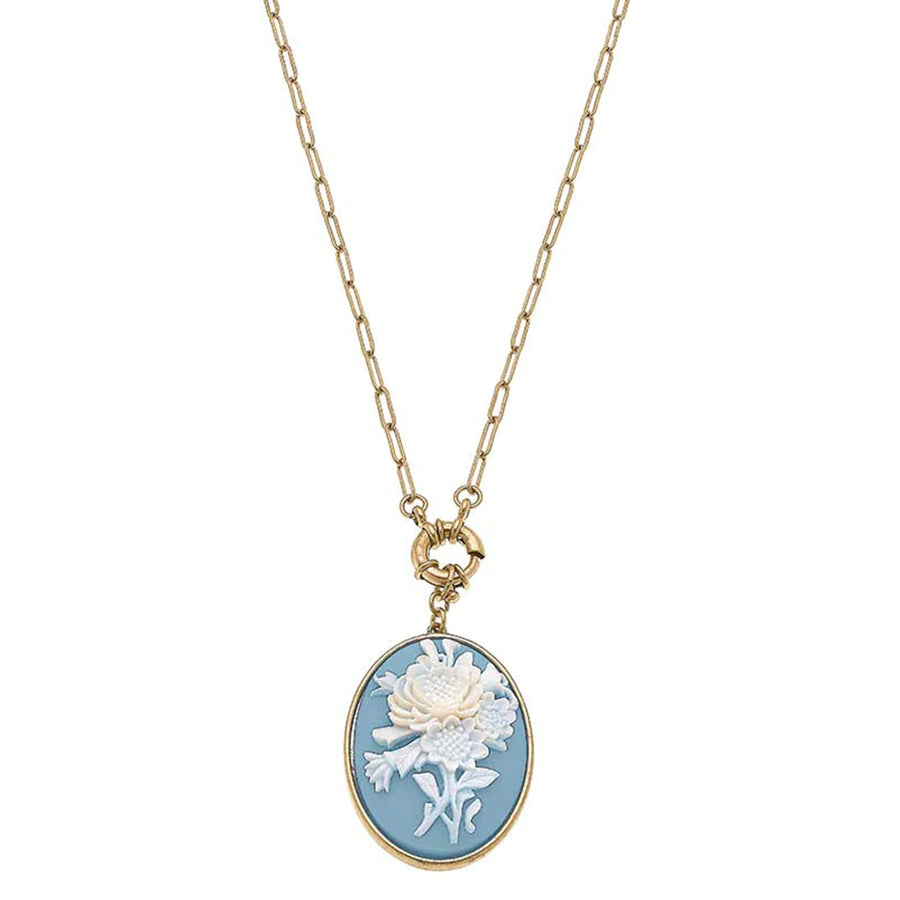 Emilie Resin Pendant Necklace in Wedgewood Blue