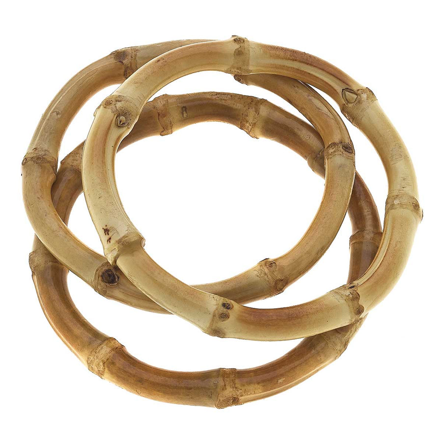 Felicity Bamboo Bangle Stack in Natural - Set of 3
