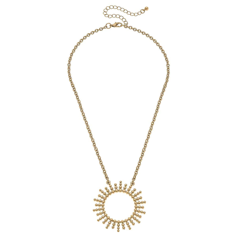 Haven Sunburst Pendant Necklace in Worn Gold