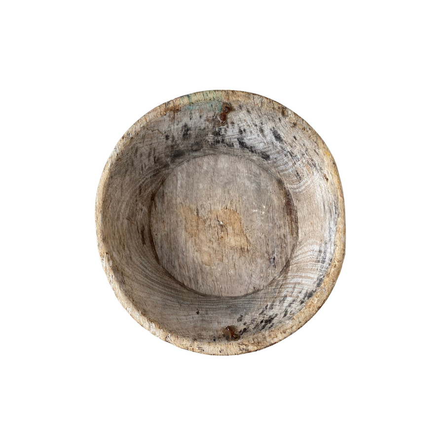 Ancient African Wood Shallow Bowl with Iron Rings