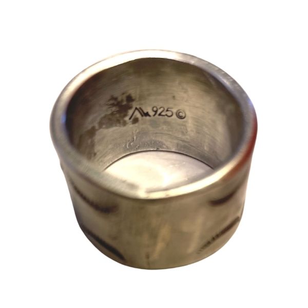 Vintage Navajo Sterling Silver Men's Ring - signed 'Ah' - Size 11