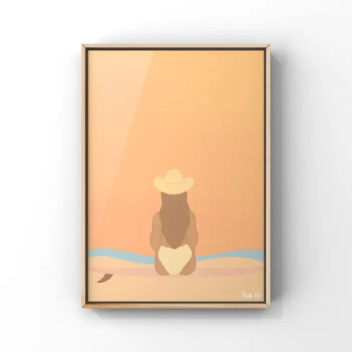 Cowgirl Surfer Art Print - framed