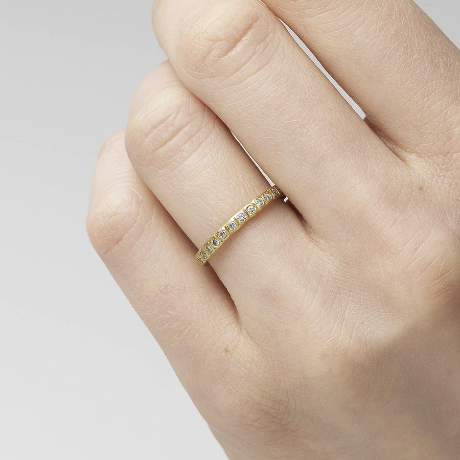 Beaded Eternity Band - 18ct yellow gold, white diamonds