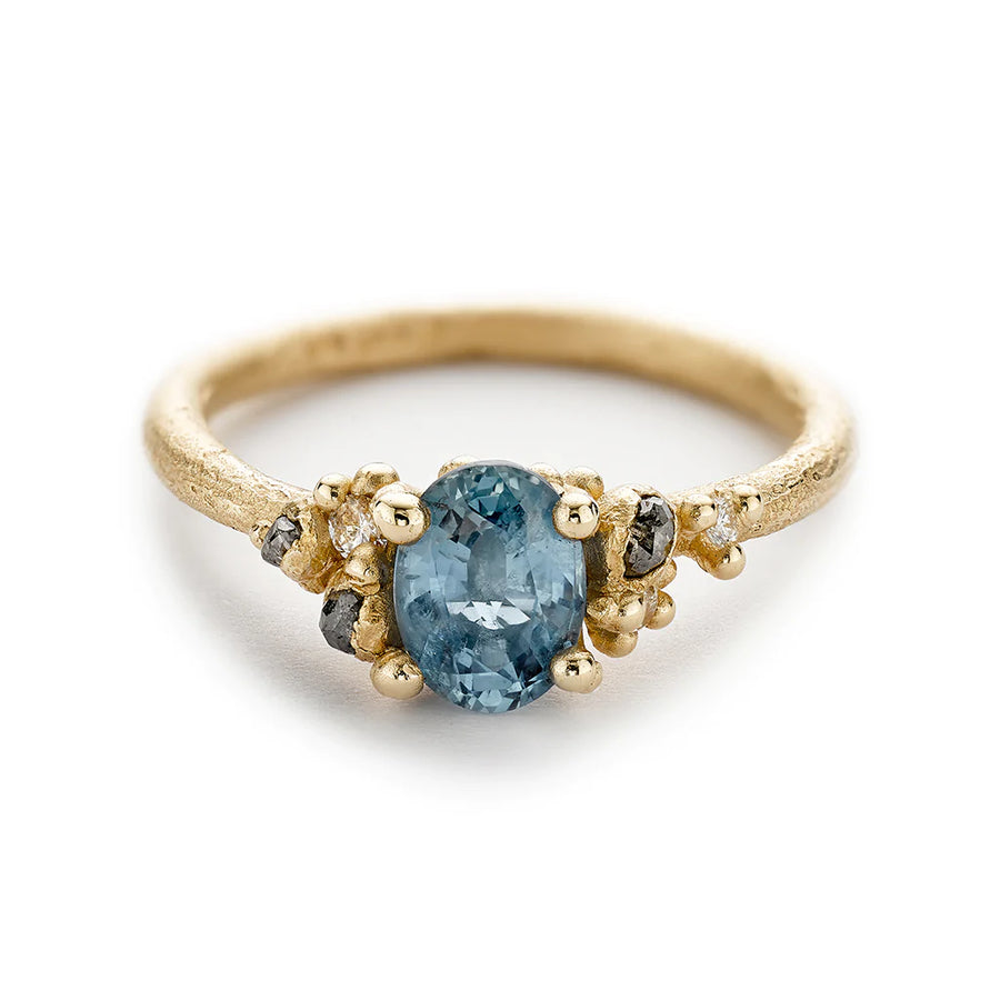 Sapphire and Diamond Encrusted Solitaire Ring
