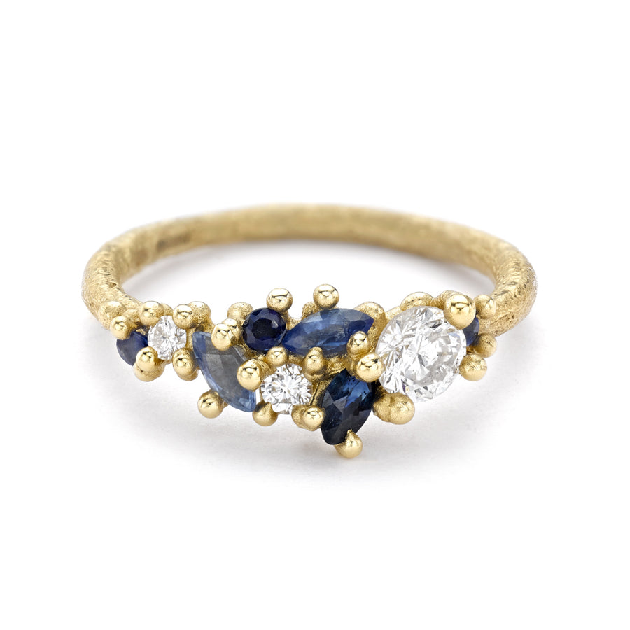 Diamond and Sapphire Tapering Cluster Ring