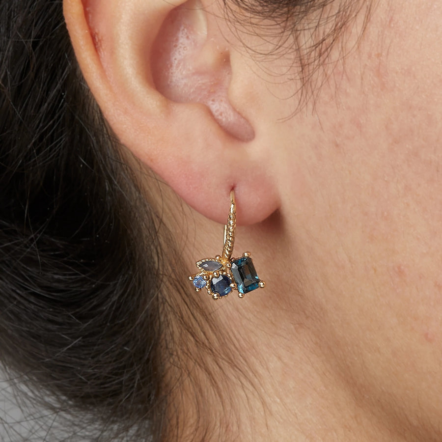 Sapphire and Topaz Cluster Drops