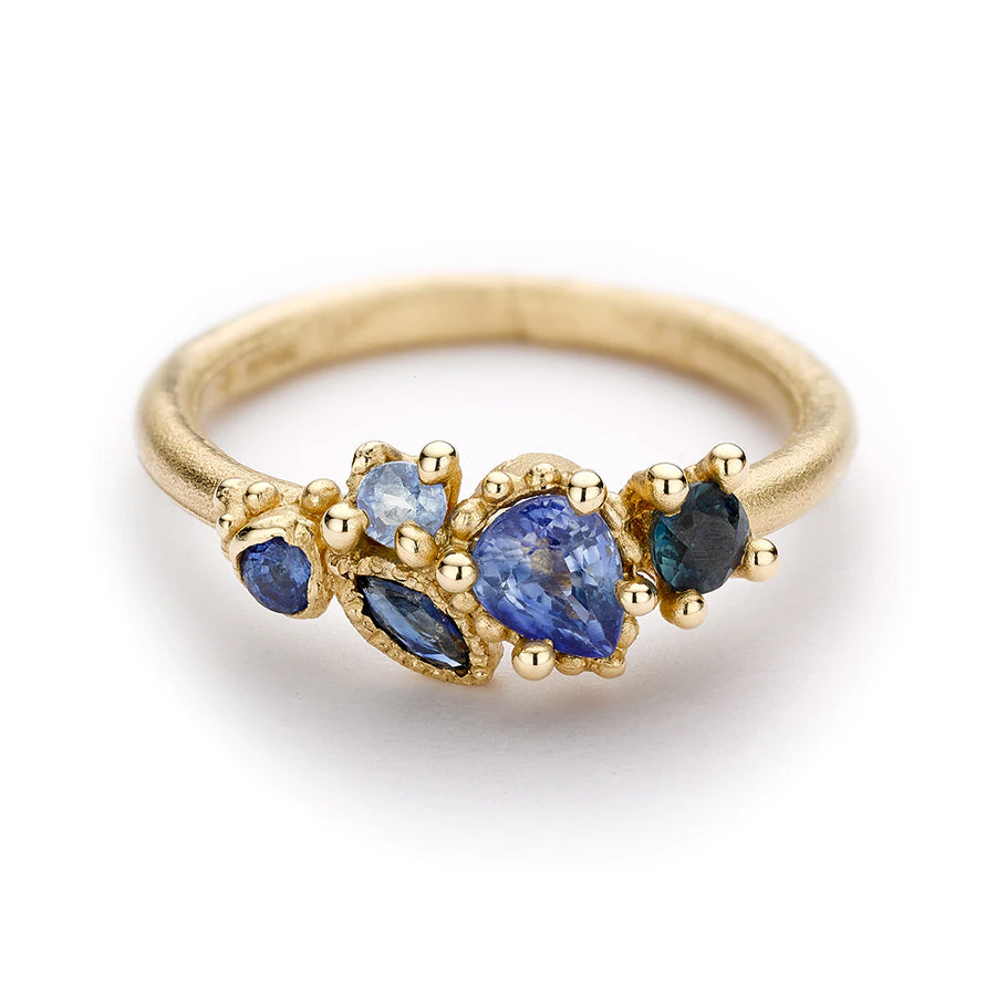 Mixed Cut Sapphire Cluster Ring
