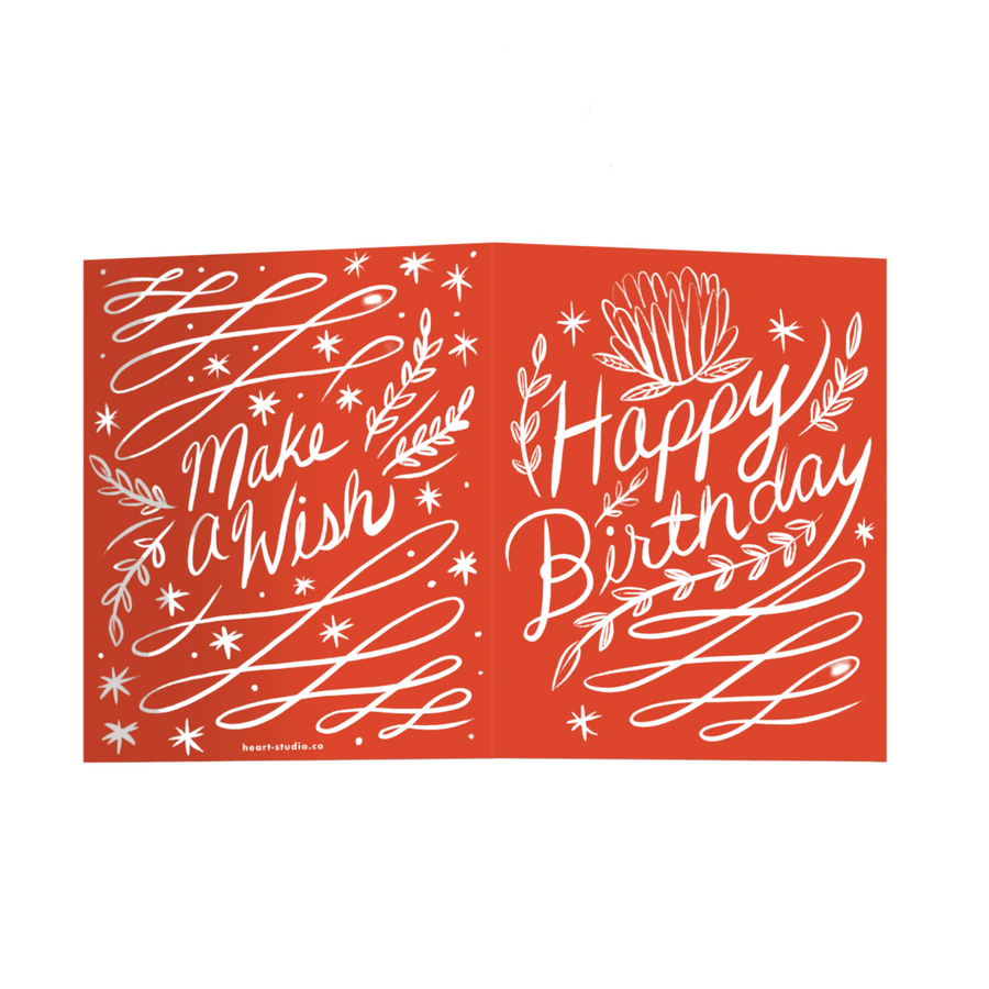 Happy Birthday Calligraphy Front & Back Card