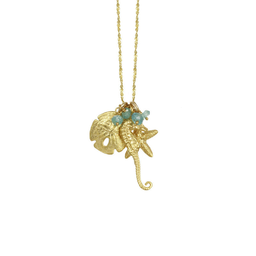 Charm Necklace: Starfish, Seahorse, Sand Dollar 18" - Vermeil