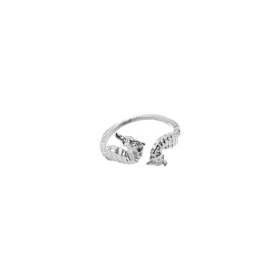 Double Seahorse Ring - Silver