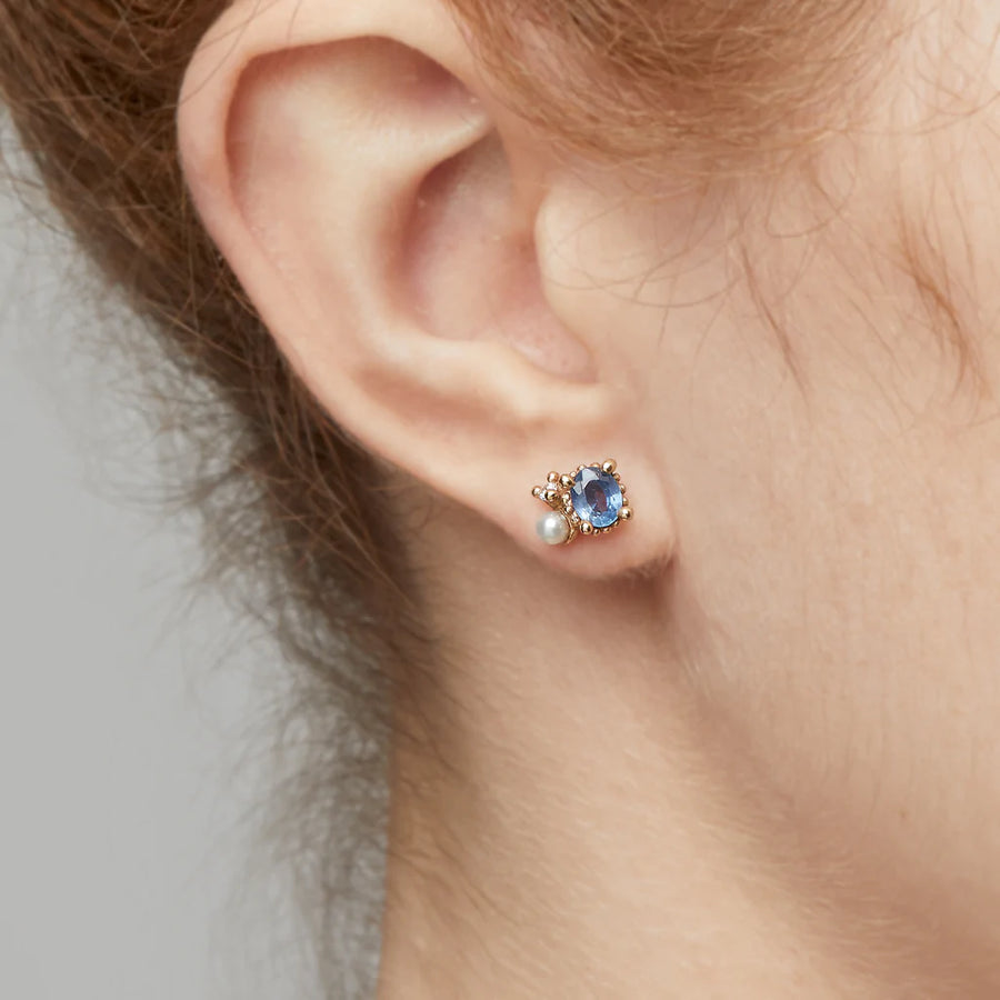 Oval Sapphire Mixed Cluster Studs