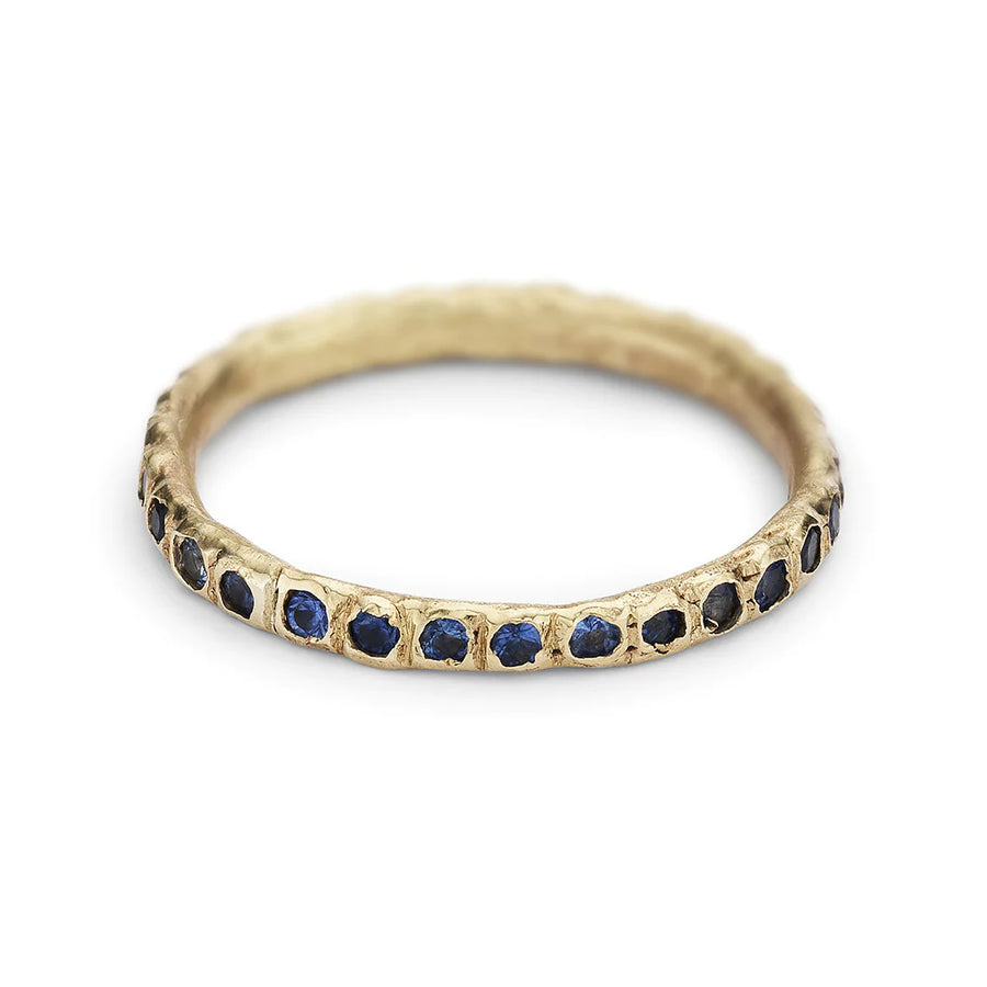 Beaded Eternity Band - 14ct yellow gold, sapphires