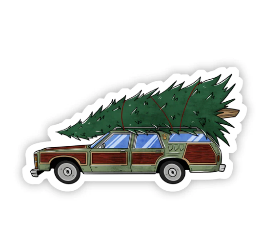 Christmas Tree on Station Wagon Sticker